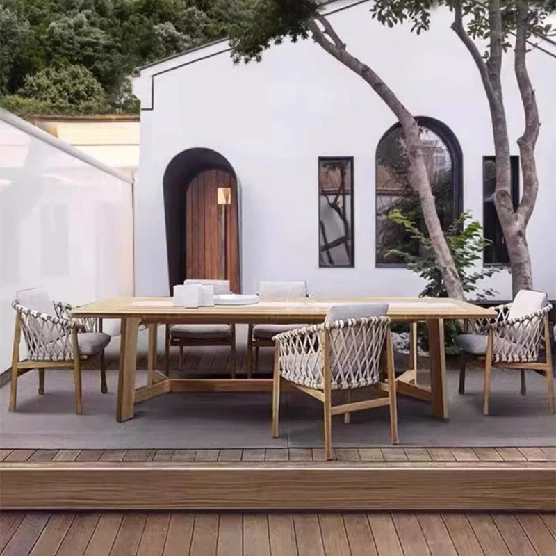 

@3 # Modern Durable Teak Outdoor Dining Table And Chairs Set With Round Table-Eco-Friendly Wood Garden Furniture