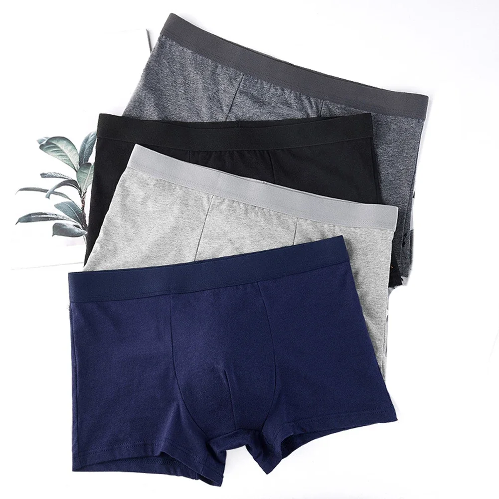 Middle Waist U Convex Pouch Panties For Mens Lingerie Underwear Plus Size Boxers Shorts Male Solid Color Trunks