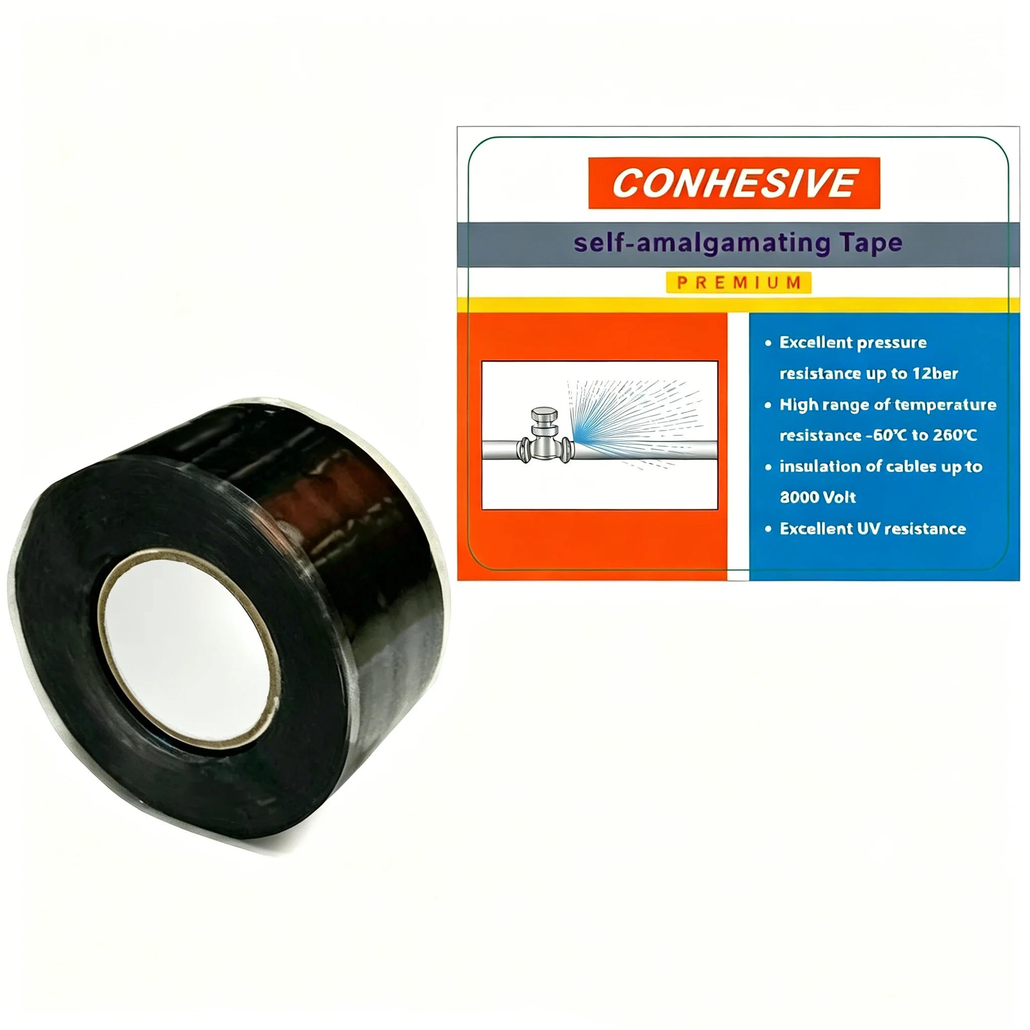 Self Melting Silicon Tape, Suitable for Pipeline Leaks, Cables, Outdoor Coaxial Cables, Emergency Repairs, Pipeline Sealing