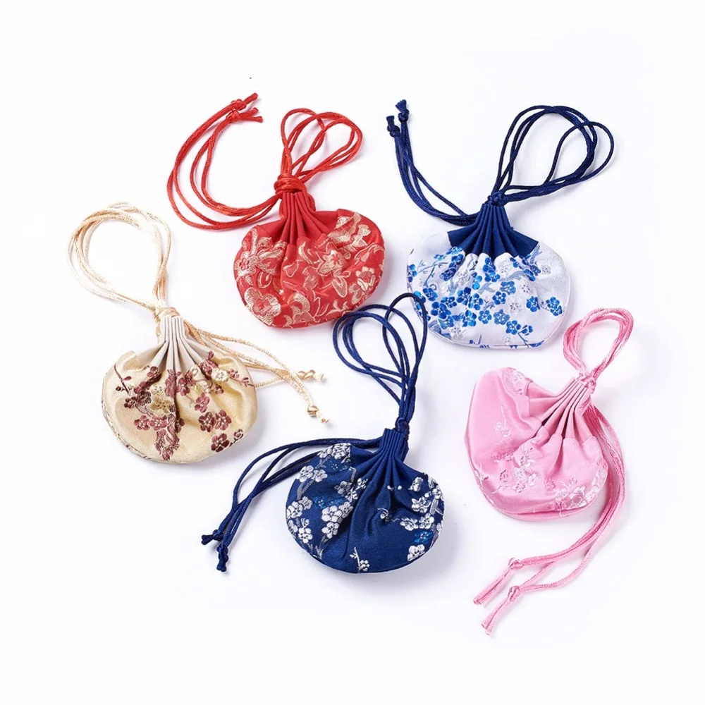 

10pcs Silk Gift Packing Pouches For Christmas Party Favor Candy Present Jewelry Wrapping Display Bags 8.4~8.7x12.8~13.1cm