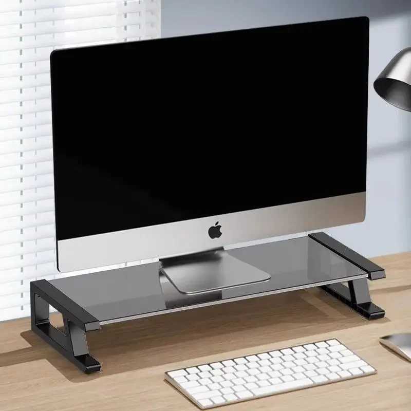 

monitor mount Supports charging and USB ports High base desktop office desk storage rack Tempered glass computer monitor stand