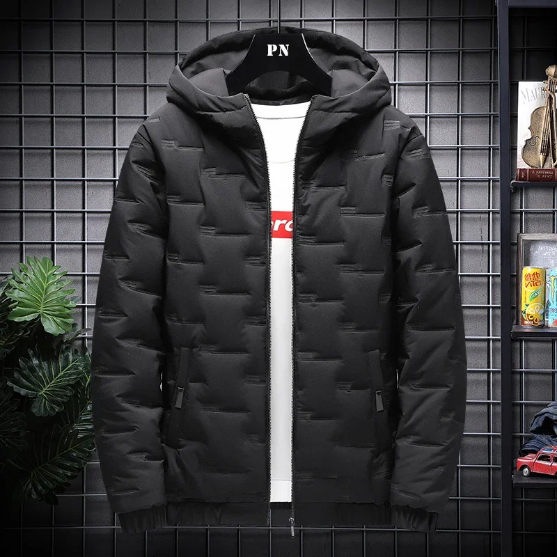 Winter Warm Men Jacket Coat Casual New Stand Collar Puffer Thick Hat Parka Coats Male Hooded Down Jacket Waterproof Solid Color