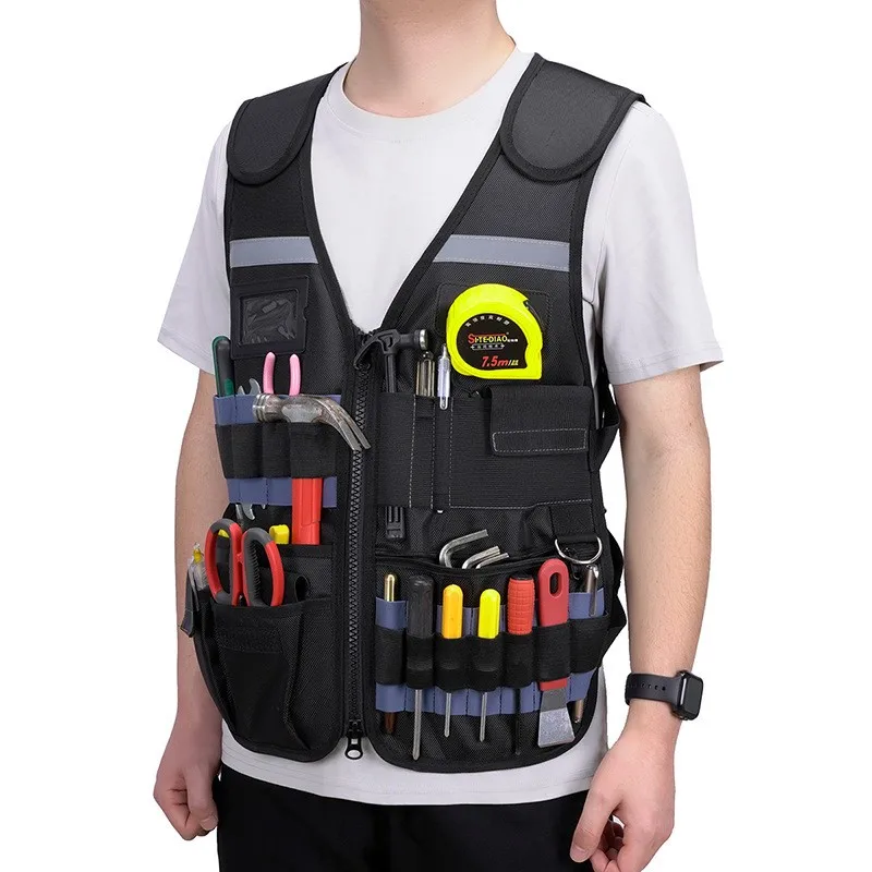Multi-pocket vest, rescue site electrician maintenance suit, work garden bag, multi-functional hardware tool vest