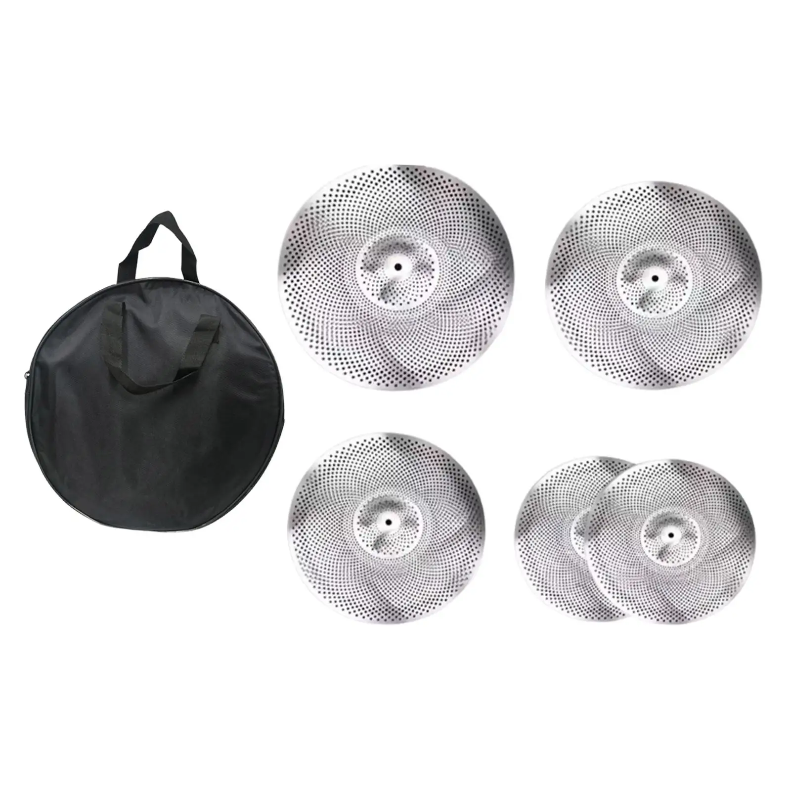 5Pcs Low Volume Cymbals Pack Silent Weak with Storage Bag Practice Set 14