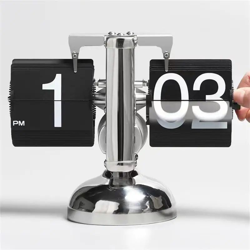 Retro Small Balance Clocks Automatic Page Turning Abs Home-appliance Desktop Clock Tasteless Metal Household Accessories