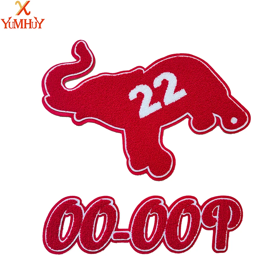 11 Inch Elephant Chenille Embroidered  And Oo-oop Letter iron-on Patches, large size