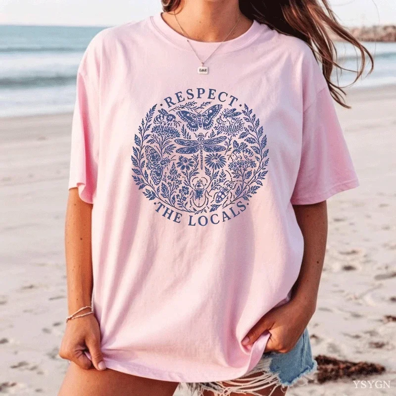 Respect The Locals T-Shirt Men Women Wildlife Nature Tee Camping Hiking Nature Lover T Shirts Casual Round Neck Printed Clothing