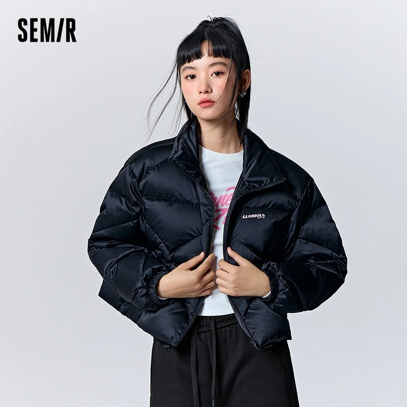 Semir-Jaqueta feminina de gola em pé, losango curto, comprimento de perna, grande, moda simples, inverno, novo, 2023