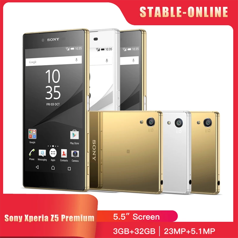 Original Sony Xperia Z5 Premium E6853 E6883 4G Mobile Phone 3GB+32GB 5.2'' 23MP+5.1MP 4K@30fps Video OctaCore Android SmartPhone