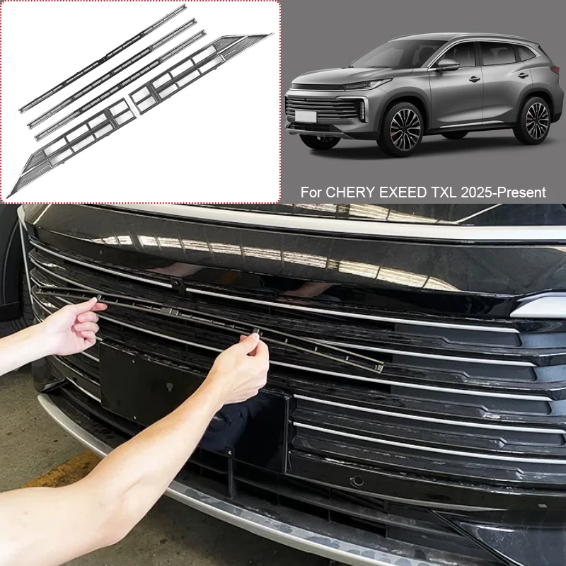 Car Modify Front Buckle Insect Proof Net Front Bumper Center Intake Grille Cover Accessory For CHERY EXEED TXL 2025-Present