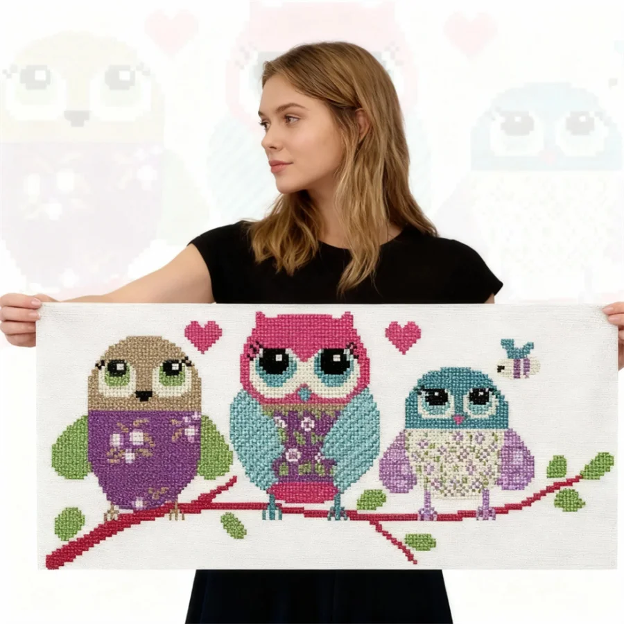 

Owl cartoon animal 2026 New style printed Canvas DIY cross stitch kits sets arts Craft Embroidery Needlework Sewing thread