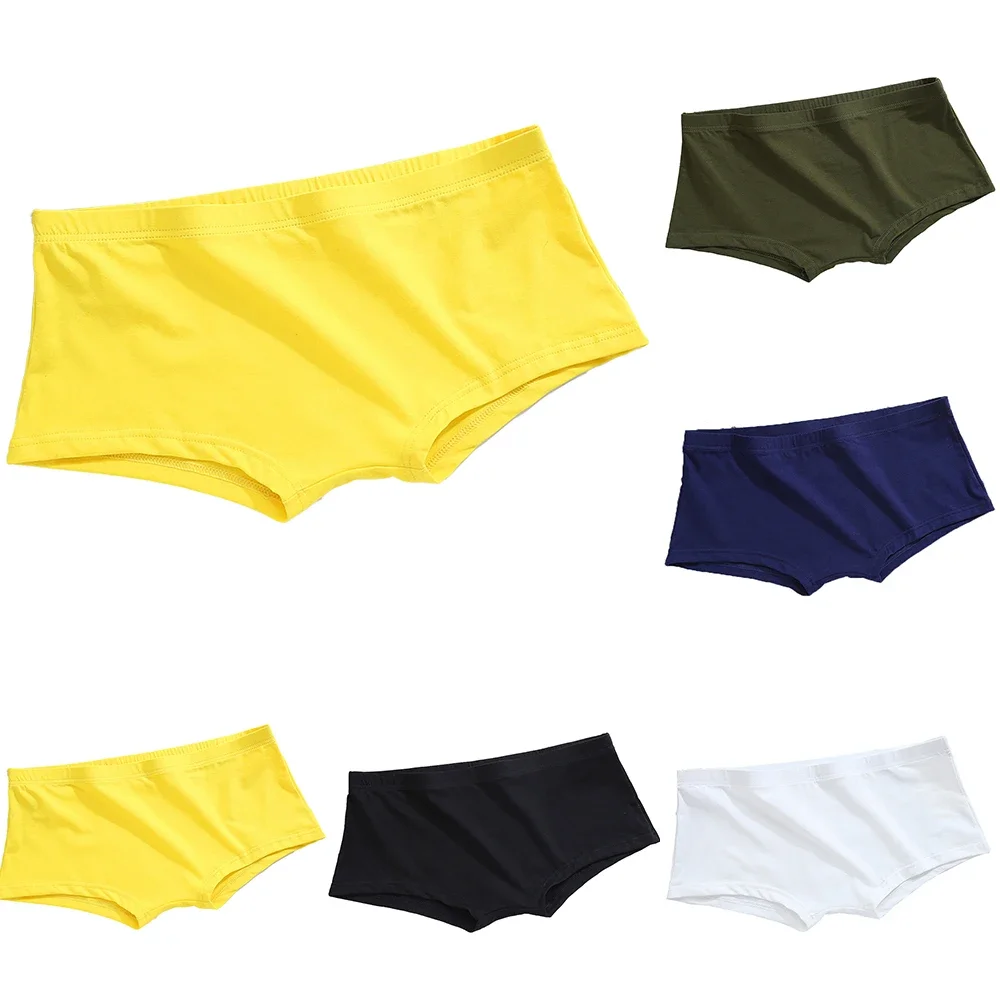 Men Cotton Breathable Low Waist Boxer Shorts Soft Comfy Pouch Bulge Briefs Underpants Seamless Elastic Slim Men\'s Boxers Panties