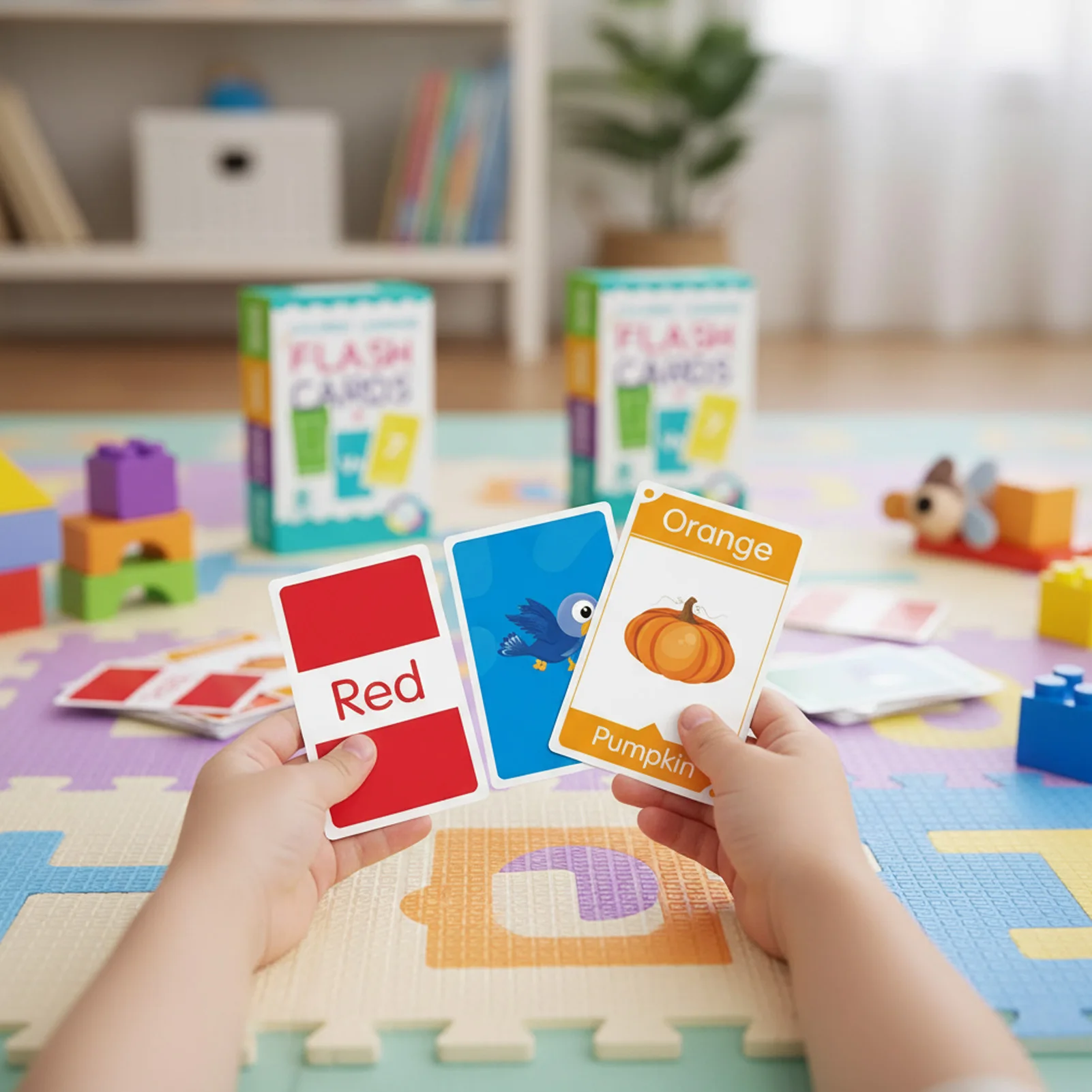 Kids Early Education 4 In 1 Learning Cards Alphabet Number Color Shape English Cognition Durable Waterproof