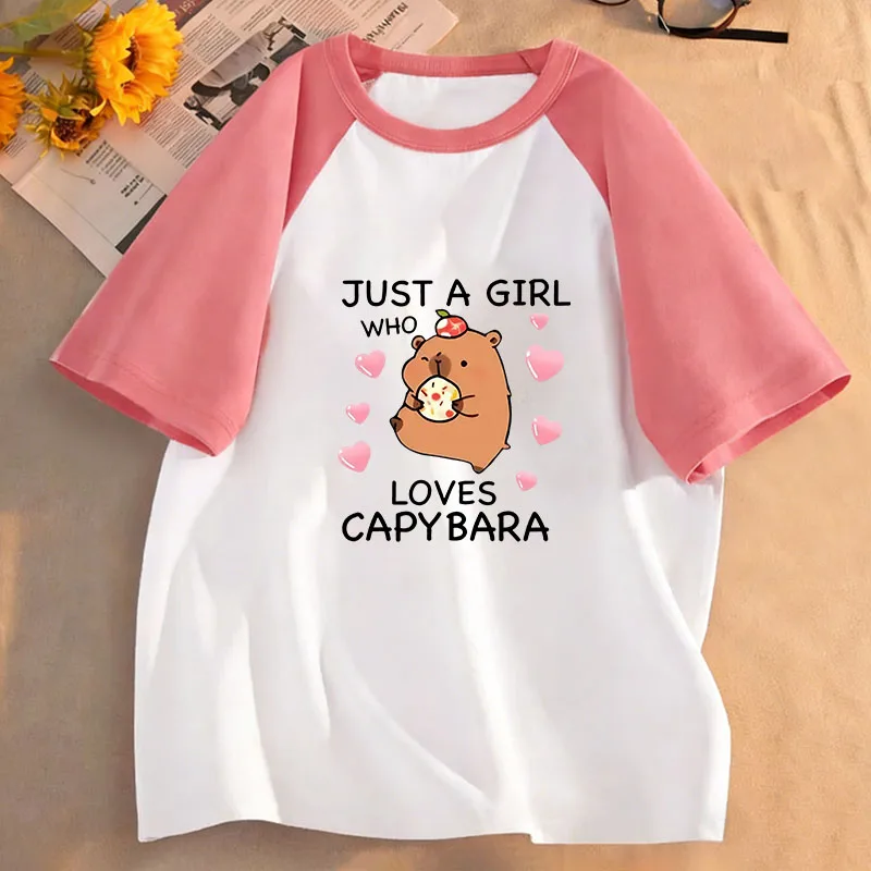Funny Just A Girl Who Love Capybara T Shirts Short Sleeve Summer Spring Kids Children's T-shirt Boys Girls Casual Top Tee Shirt
