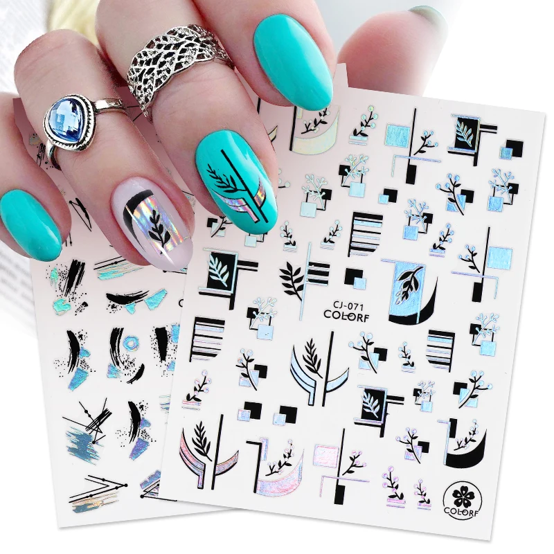 3D Sticker Nail  Abstract Lines Art Adhesive Transfer Minimalist Slider DIY Nail Art Accessories Manicure Decoration