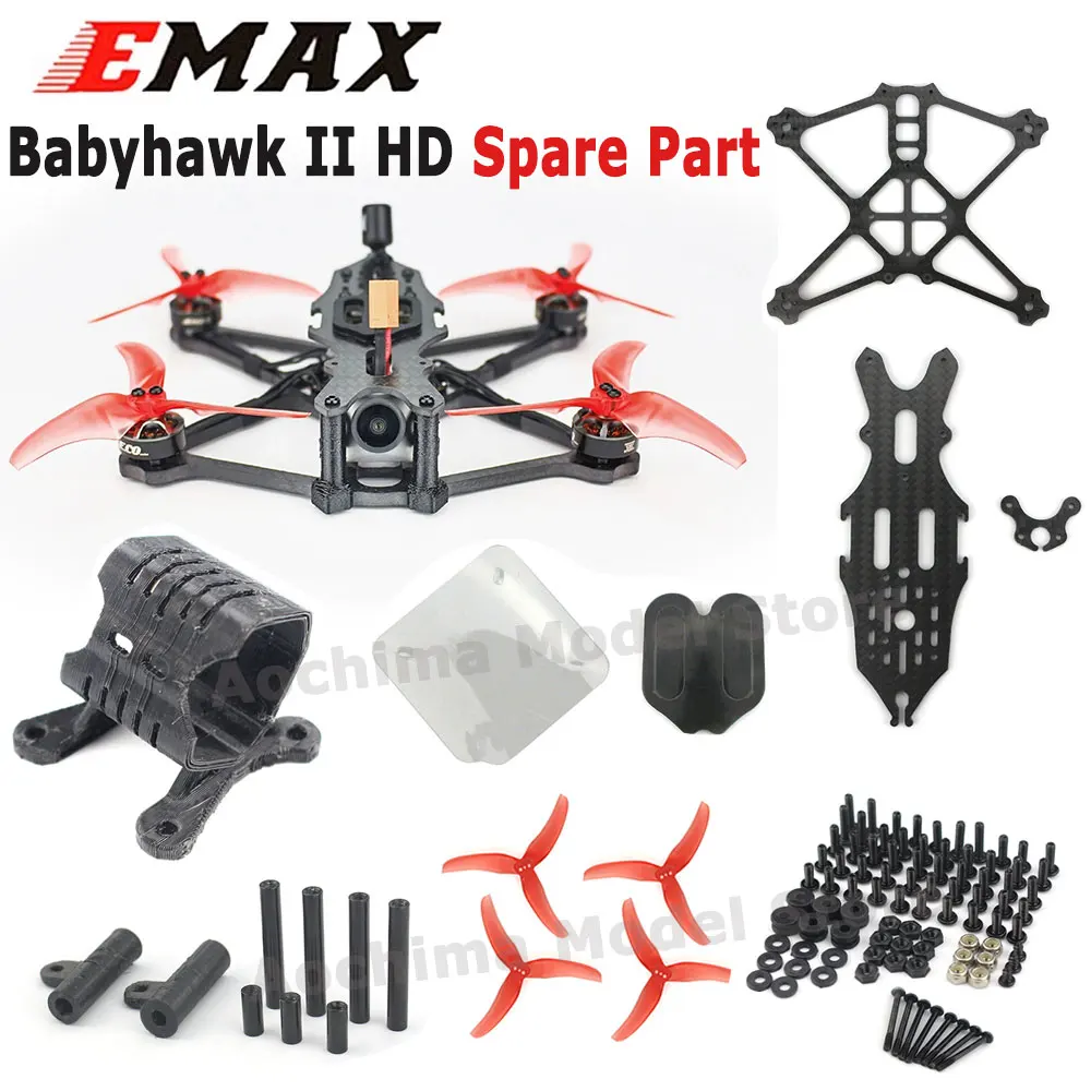 EMAX Babyhawk II HD repuesto de pieza placa superior/inferior soporte de cámara montaje de cámara paquete de Hardware almohadilla de batería hélice