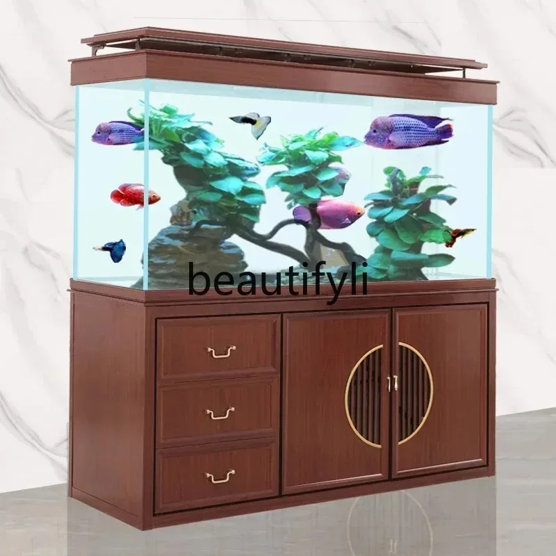 

Large floor-to-ceiling water-free office Chinese screen gold fish tank bottom filter dragon fish tank H