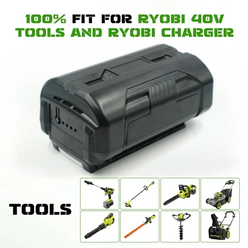Cocok untuk pengisi daya baterai lithium-ion Ryobi 40V, kompatibel dengan OP4040, OP4050 dan baterai perkakas listrik non-polar lainnya