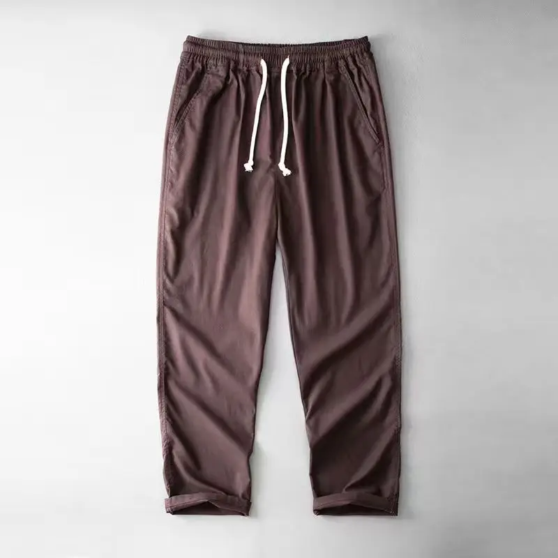 2025 Spring/Summer New Men's Cotton Linen Pants Summer Fashion Casual Solid Color Loose Plus Size S-5XL