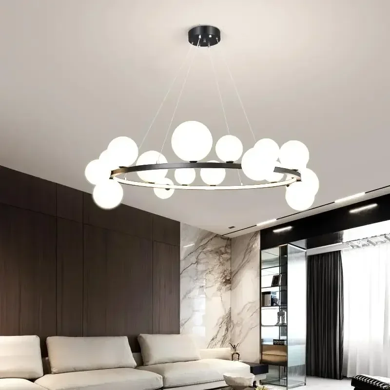 

Glass Ball Art Led Chandeliers Light Modern Industrial Pendant Lamp for Hotel Parlor Kitchen Dining Room Hanging Light Fixrures