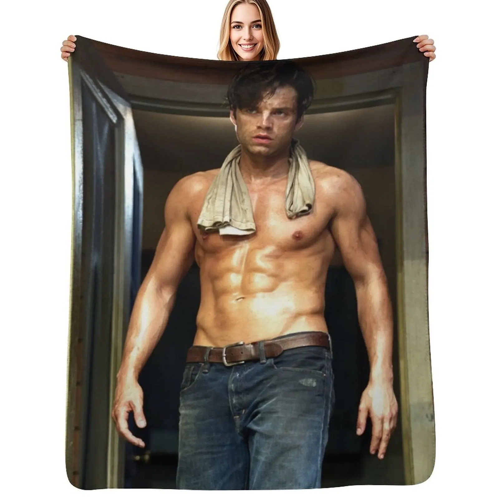 

Sebastian Stan Throw Blanket Designers Heavy Personalized Gift Sofas Blankets