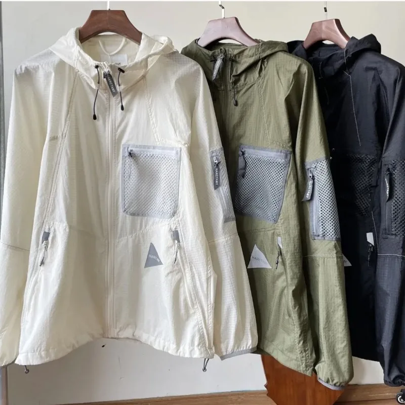 Japanese Style New Sun Protection Clothing for Men Thin Breathable Loose Hooded Jackets Outdoor Fishing Quick Drying Skin Coat