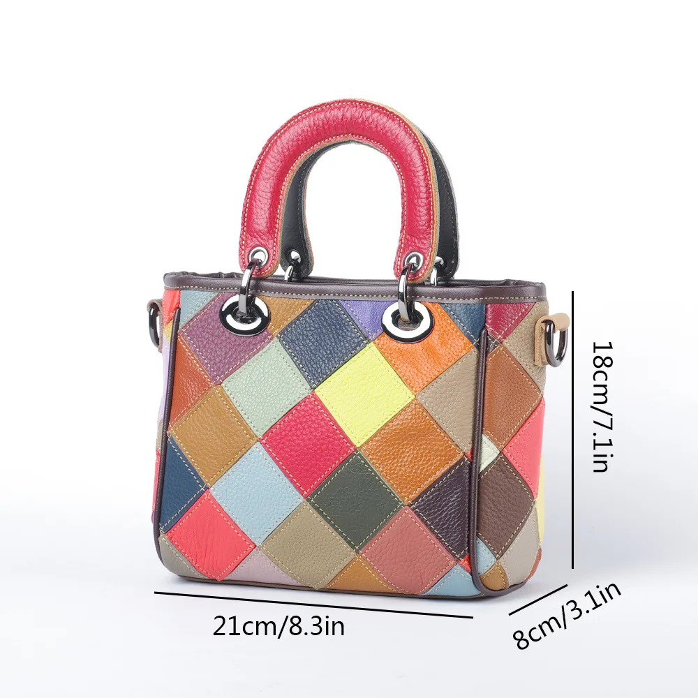 Colorful Leather Shoulder Bag with Diamond Pattern for Women
