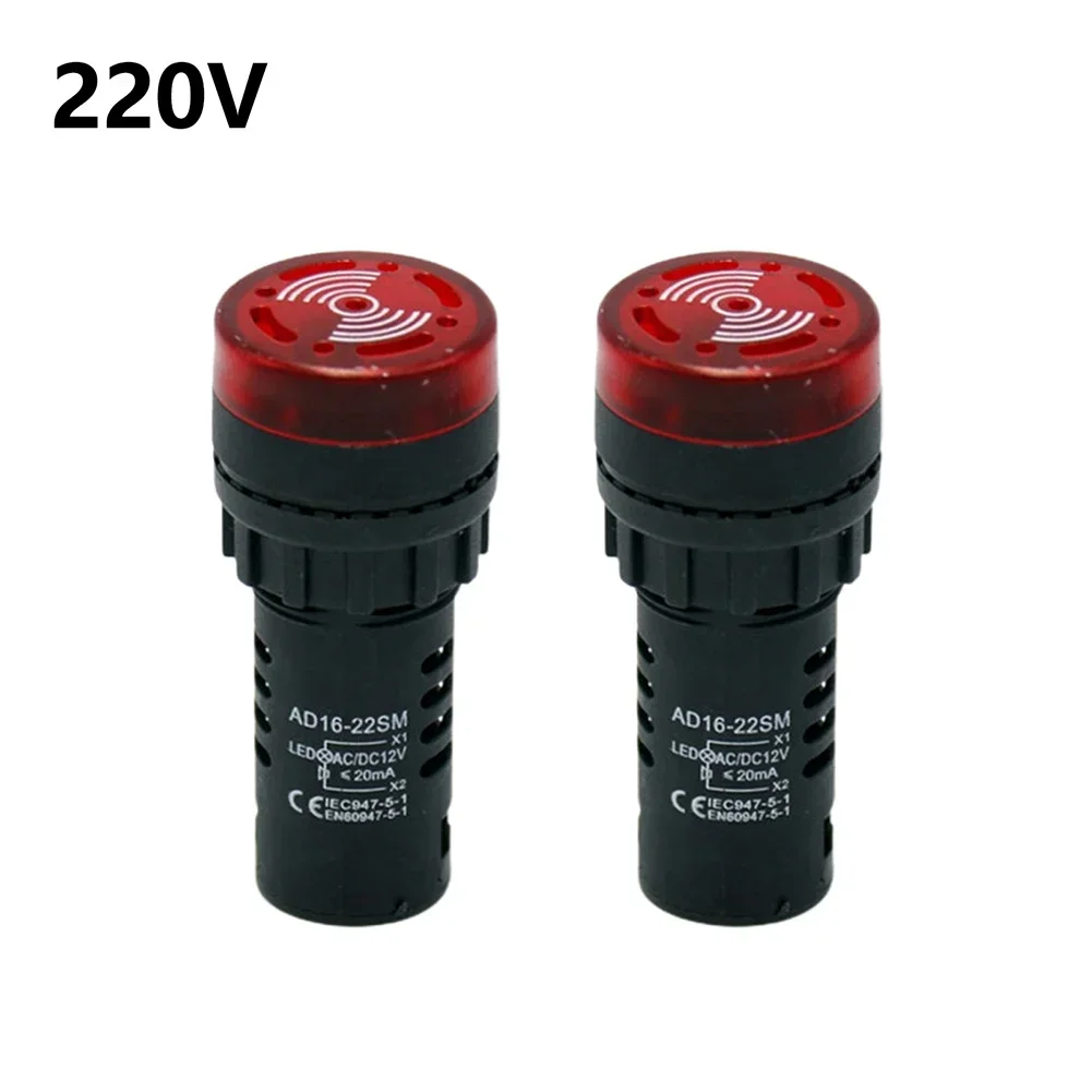 Electrical Equipment Flash Buzzer Business Industrial Sound Light Alarm AC DC12/24/220V Diameter 22mm Flash Buzzer Red