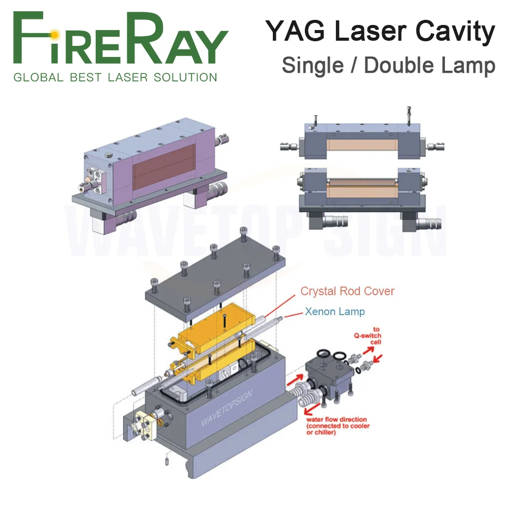 FireRay YAG تجويف الليزر مصباح واحد تجويف السيراميك مصباح زينون 8x125x270 مللي متر كريستال قضيب 7*145 مللي متر لآلة لحام الليزر YAG