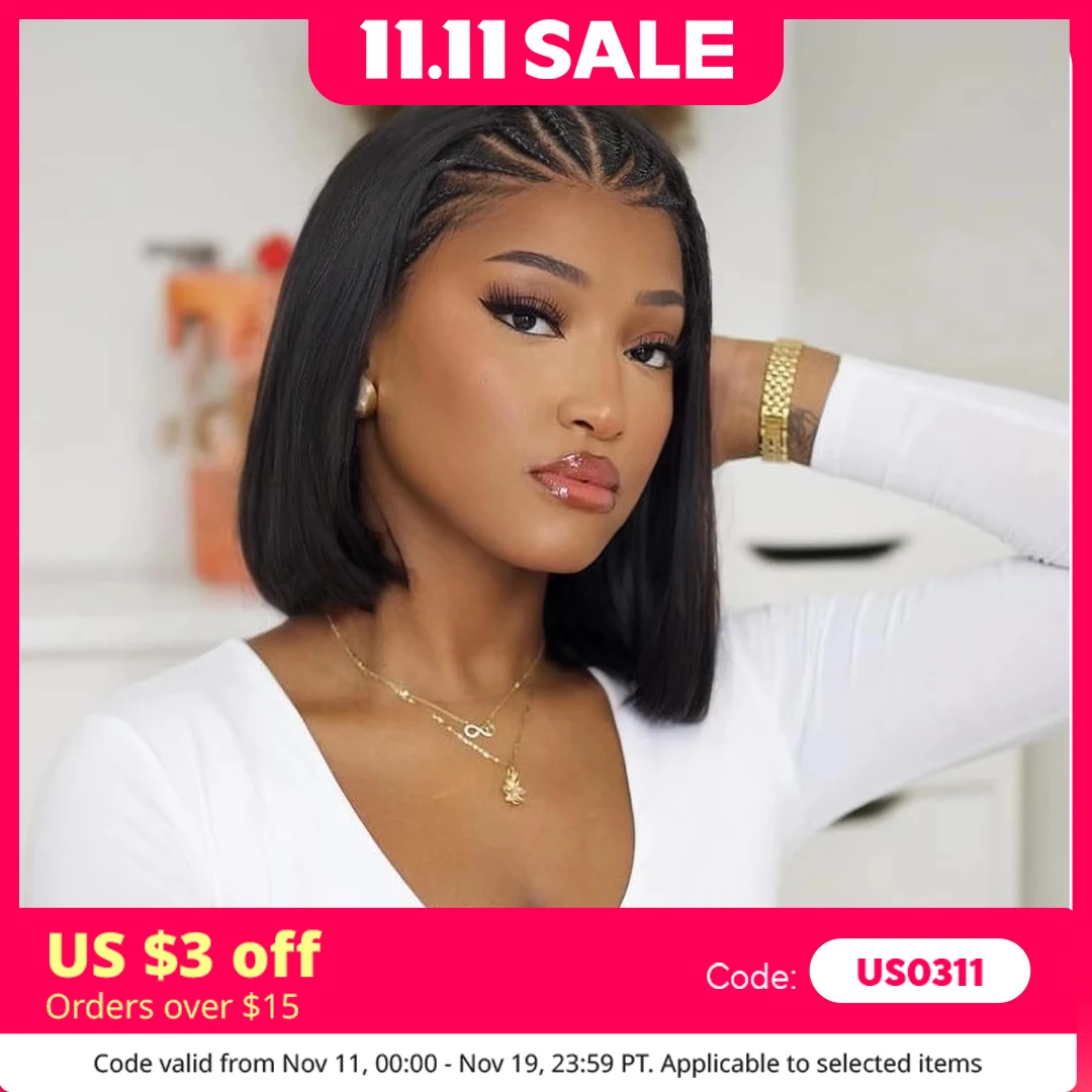 

13x4 HD Transparent Lace Front Human Bob Hair Wigs Natural Black 18inches Glueless Wigs Human Hair Curly Wigs Braided Wigs