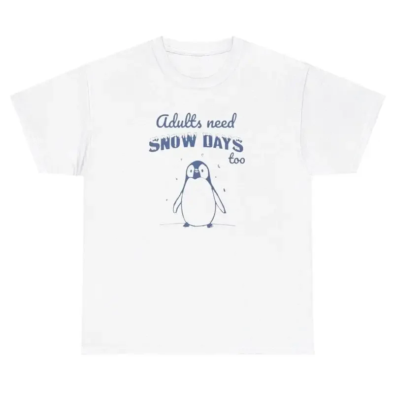 

Футболка для взрослых Need Snow Days Too, забавная футболка с ленивой цитатой, пингвин, мем, футболка с железным юмором