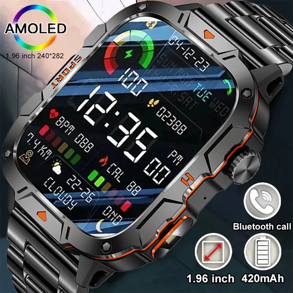 

2024New Rugged Military Fitness Smart Watch Men For Android Xiaomi IOS 3ATM Waterproof Sport Ai Voice Calling Smartwatch Outdoor