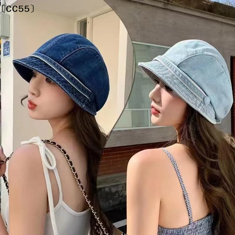 1Pcs Retro Jean Sun Hat Women Denim Bucket Hat Casual Short Brim Fisherman Cap For Daily Outdoor〔CC55〕