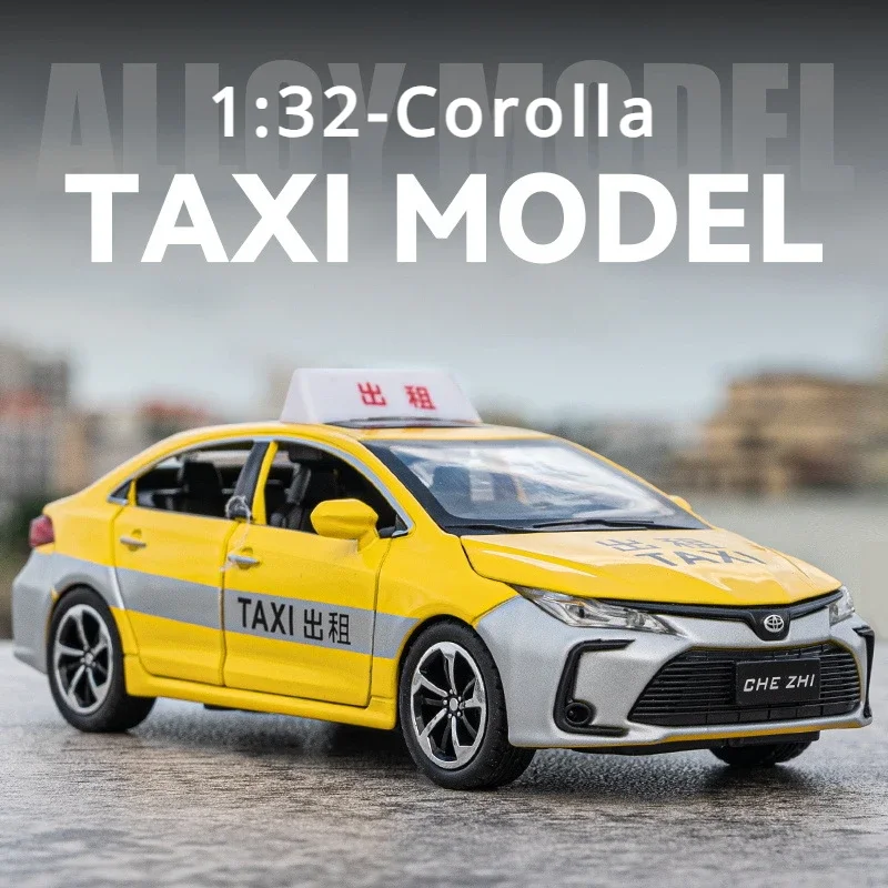 

Scale 1:32 Toyota Corolla taxi High Simulation Diecast Metal Alloy Model car Sound Light Pull Back Collection Kids Toy Gifts