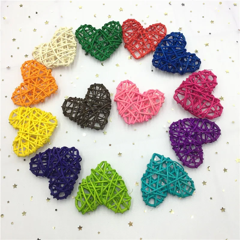 10Pcs/Lot 7CM Colorful Rattan Heart Sepak Takraw DIY Rattan Ball Home Garden/Birthday/Wedding Party Decoration Supplies