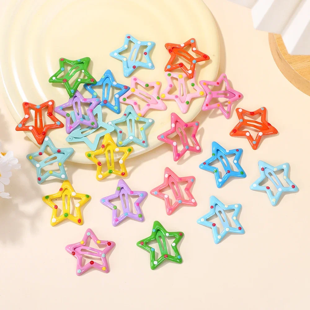 

10-100 шт. Y2K модные заколки BB для девочек, разные цвета, зажимы в горошек с пятью звездами, боковые заколки Aolly, челка, милые детские аксессуары для волос