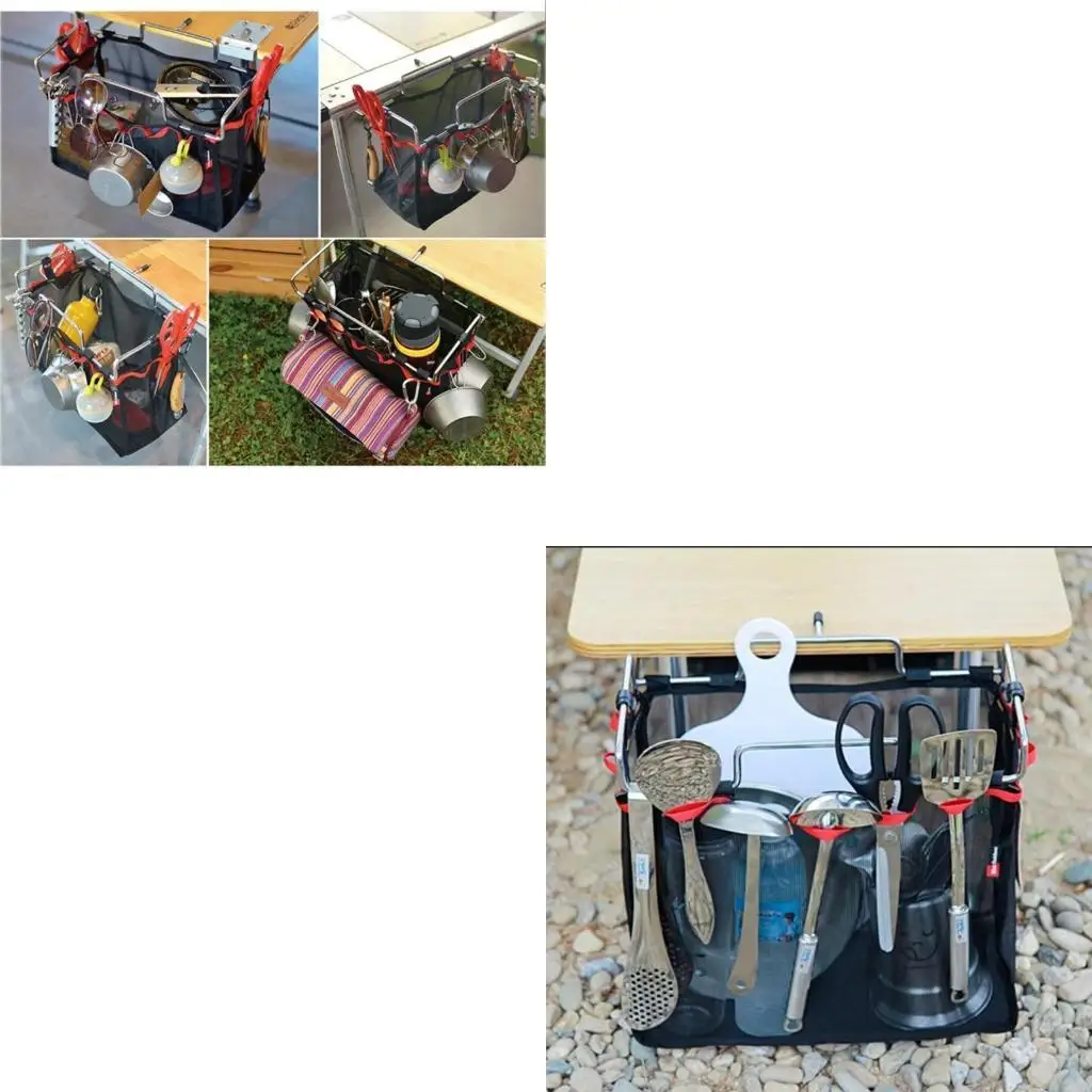  Folding Table Storage Net Portable Shelf Bag for Picnics Outdoor Camping Barbecue