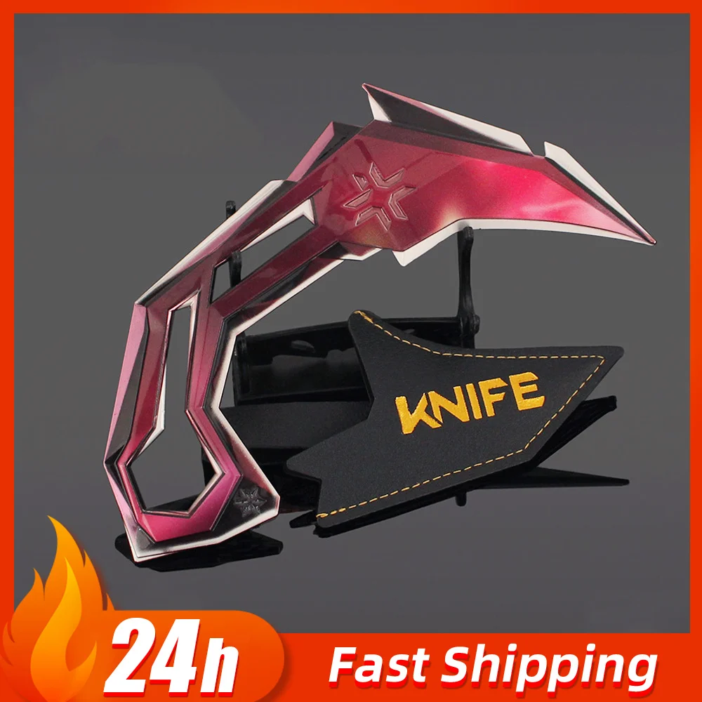 16 cm/6,29 Zoll Valorant Leuchtversionen VCT Range Klauenmesser mit Holster Katana Messer Metall Waffenmodell Ornamente Junge Spielzeug Geschenke