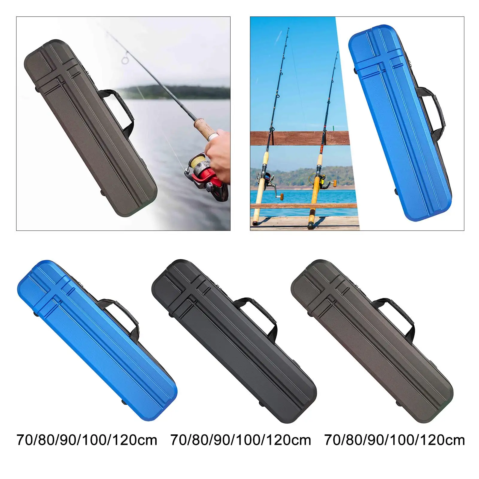 Fishing Pole Bag Carrying Bag Hard Shell Portable EVA Fishing Rod Case Waterproof Multipurpose with Adjustable Shoulder Strap