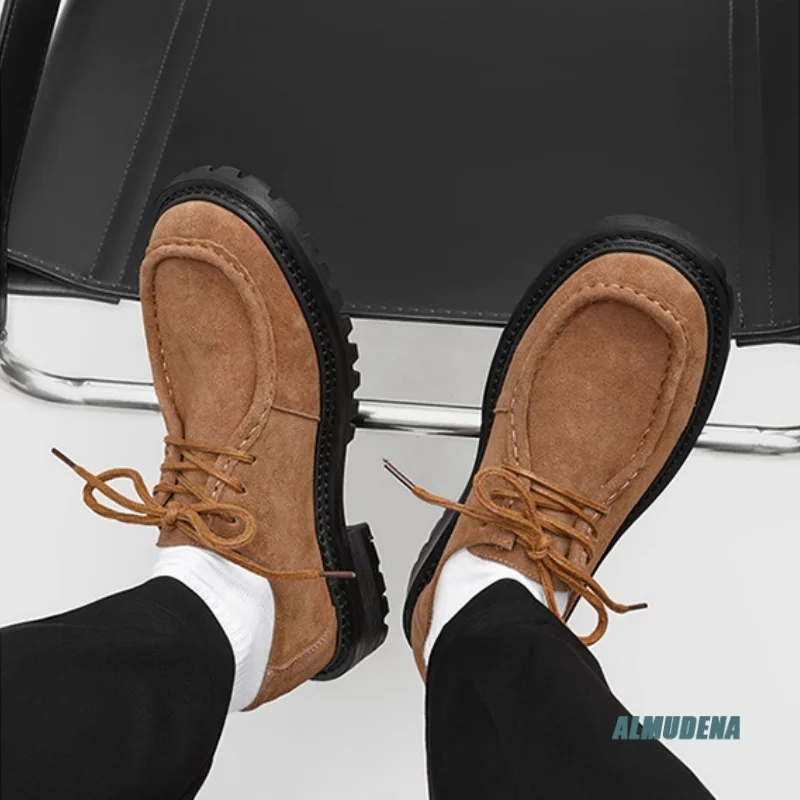 Round Toe Lace-Up Thick Sole Men's Derby Shoes Retro Casual Urban Outdoor Minimalist Streetwear Daily Fashion Work Shoes
