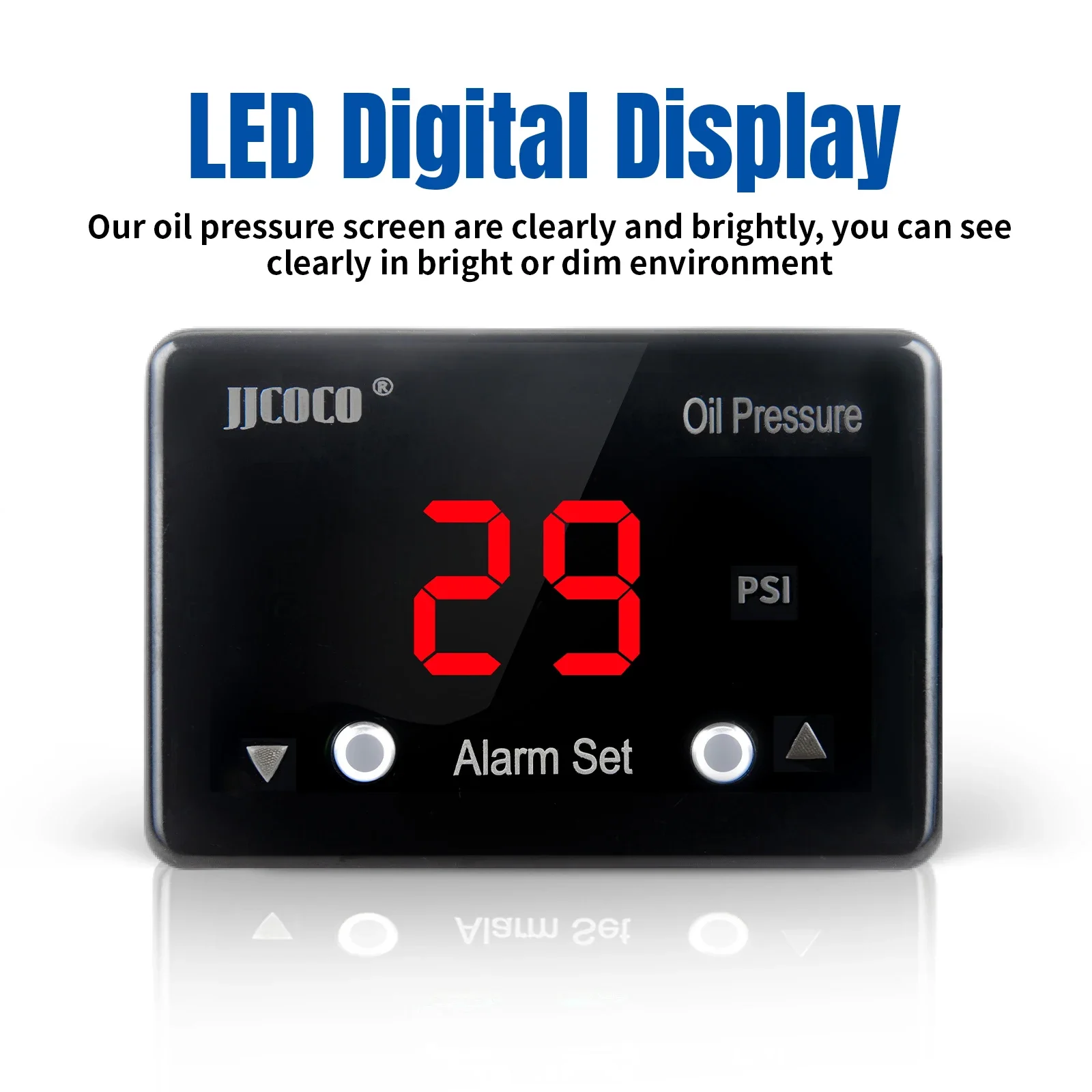 JJCOCO 12V Digital Display Oil Pressure Gauge 1/8 npt electric temperature sensor with alarm