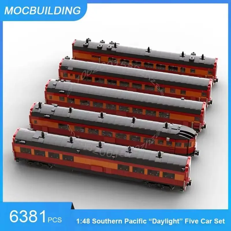 

MOC Building Blocks 1:48 Scale Southern Pacific “Daylight” Five Car Set Train Model DIY Assemble Bricks Toys Gifts 6381PCS
