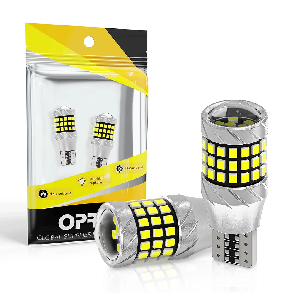 Oprah 2pcs T15 W16W Backlight Bulbs Canbus T15 Reversing Light 2016 57SMD Car LED White Yellow Red Signal Lamp Stop Lighting 12V
