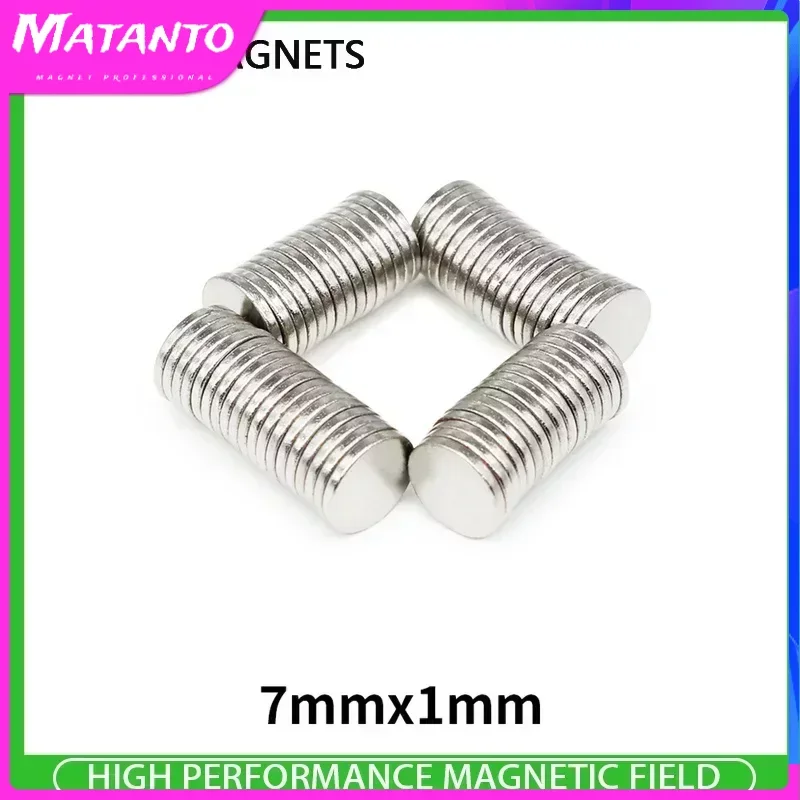 100/200/500PCS 7x1mm Small Round Shape Rare Earth Neodymium Strong Magnetic NdFeB Magnet For Acoustic Field Electronics