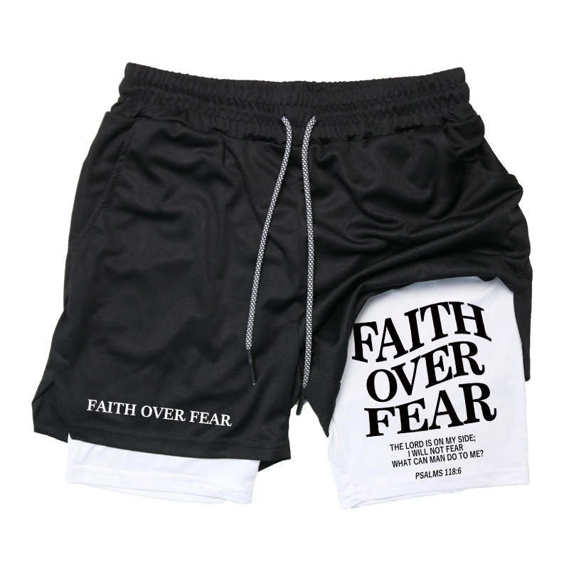 Performance Shorts with Phone Pocket Towel Loop Activewear 2-in-1 Running Workout Shorts for Men Christian Gym Athletic Loop