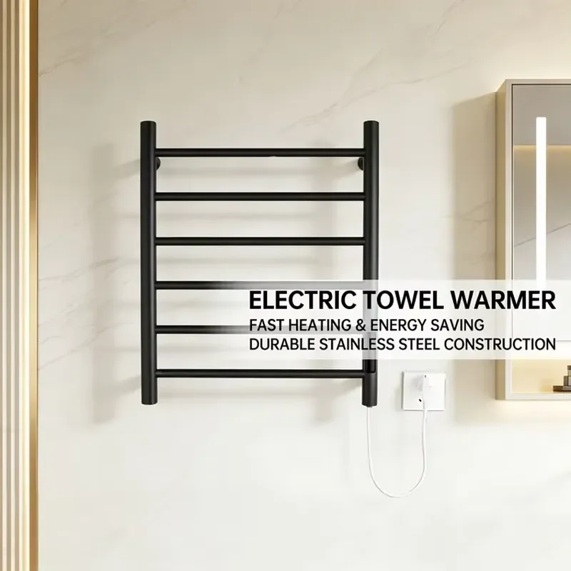 Wall Mounted Electric Towel Rack 6 Layer Stainless Steel Waterproof Space Saving Embedded Bathroom Heater Durable Eco