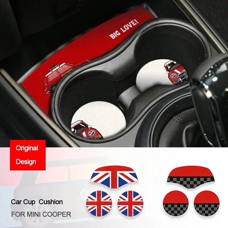 For Mini Cooper F56 F54 F55 F57 F60 R60 Countryman Car Cup  Cushion Cushion Storage Groove Coaster Auto Non-slip Mat Pad