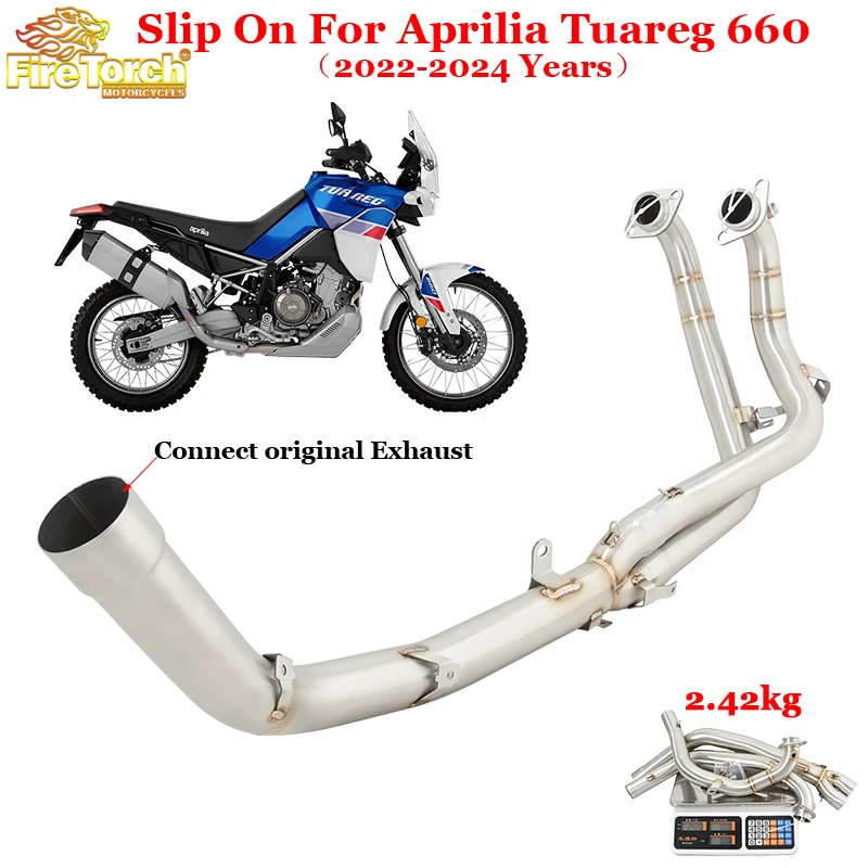 

For Aprilia Tuareg 660 2022 2023 2024 Slip On Motorcycle Exhaust Escape System Muffler Front Middle Link Pipe Connect Original