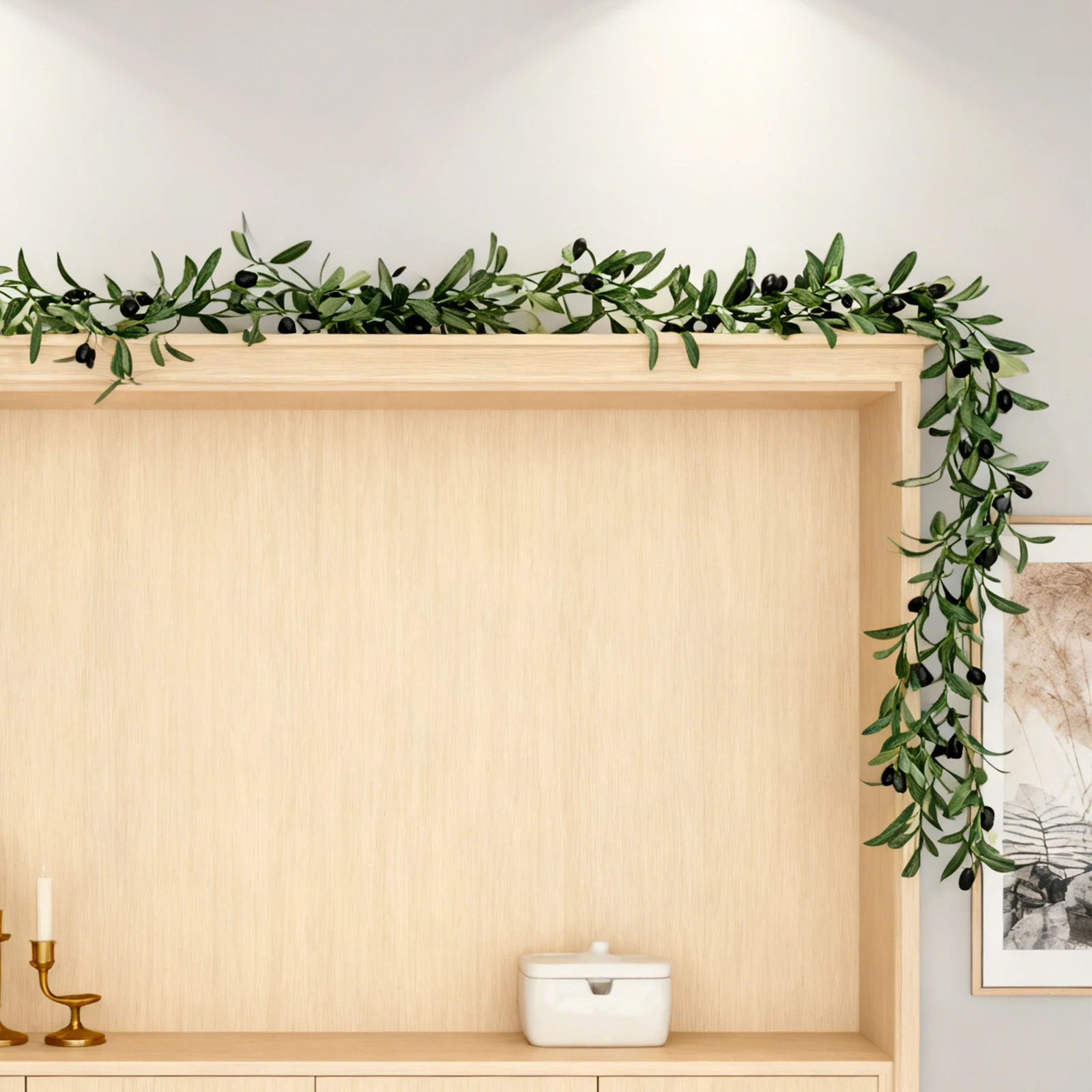 1 Uds. Tiras de vid de hoja de olivo Artificial de 170cm guirnalda de plantas verdes con fruta adecuada para boda, fiesta, jardín familiar,