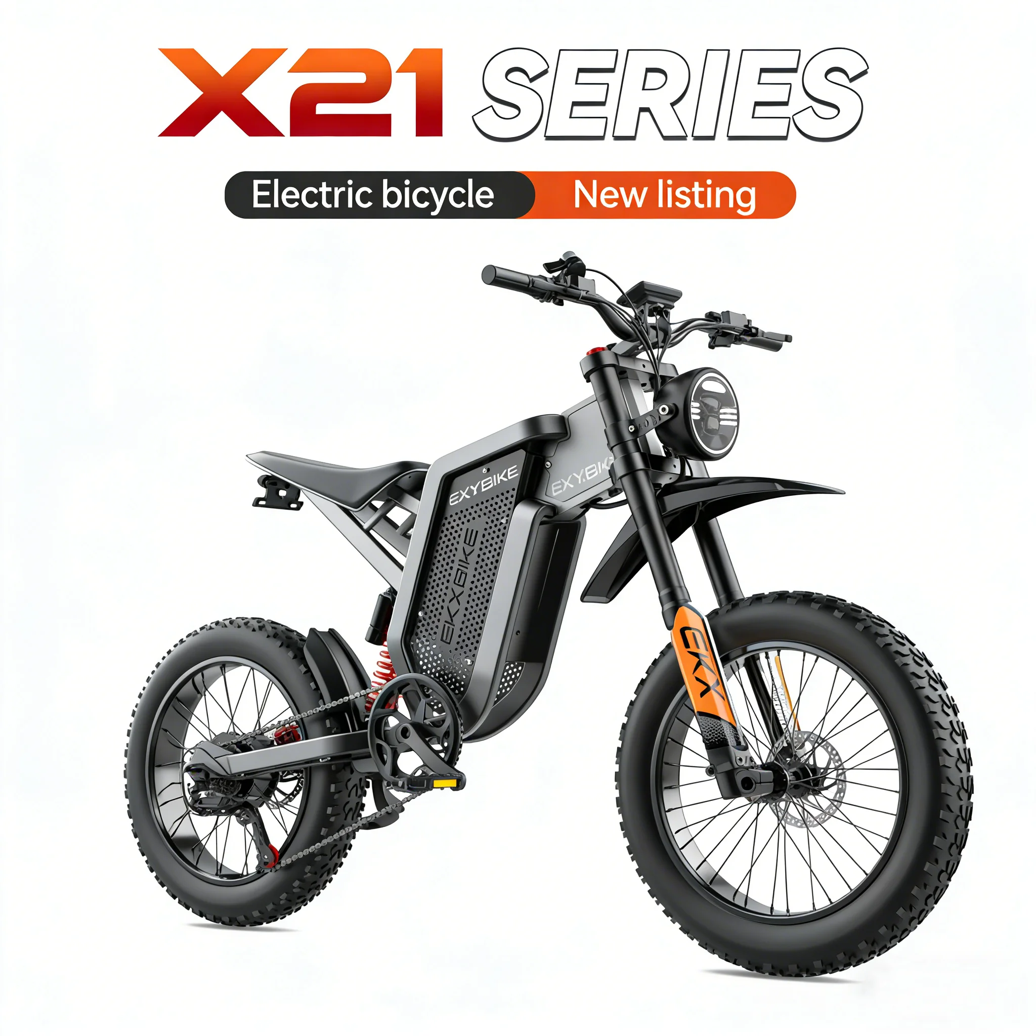 

Электрический горный велосипед X21 для взрослых, 4000 Вт, пиковая скорость 34 миль/ч, запас хода 75 миль, аккумулятор 48В 35Ач, 20-дюймовые широкие шины, полная подвеска
